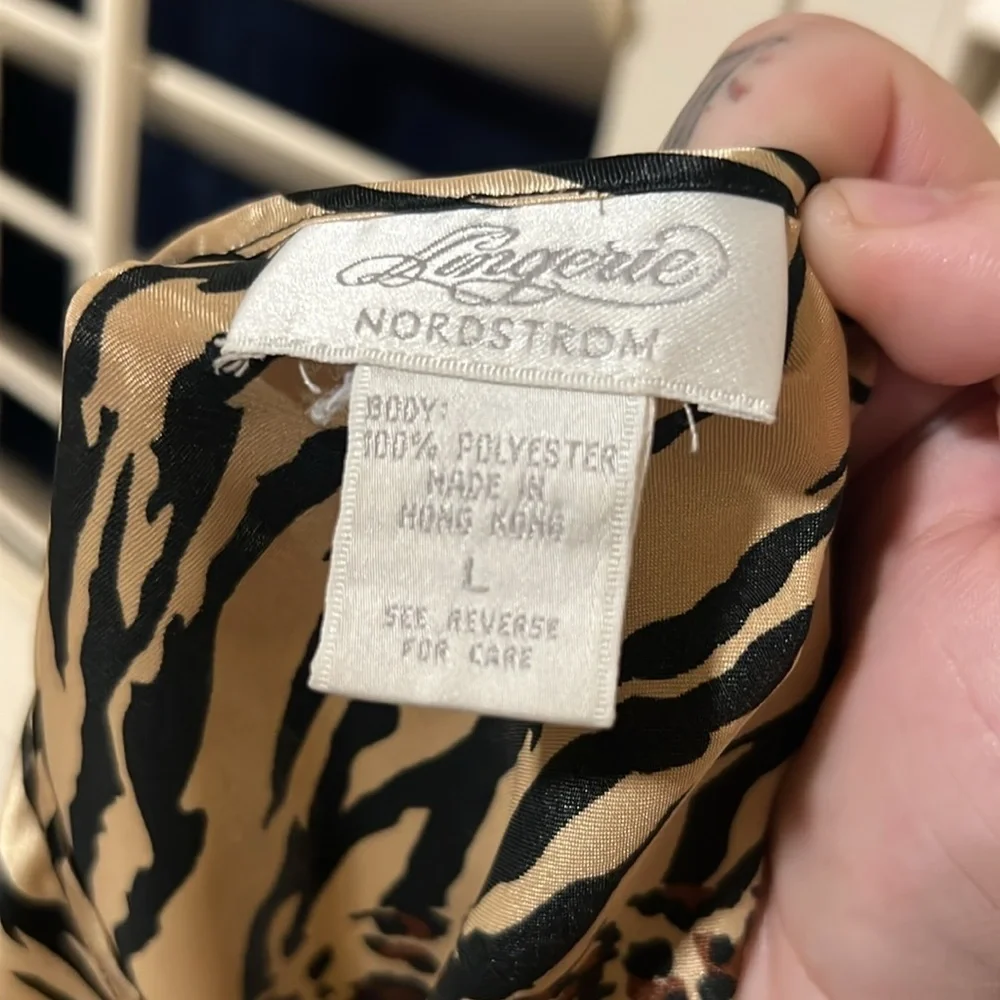 Leopard Zebra Print Silky Midi Slip Dress Women’s Size L